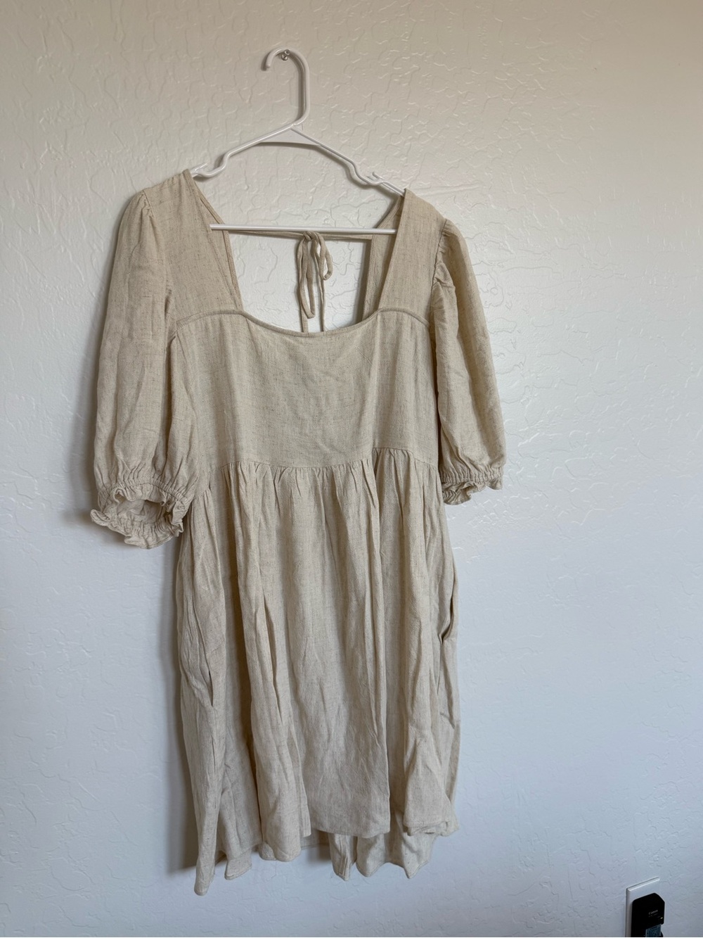 Arula Womens Cream Puff-Sleeve Square-Neck Dress